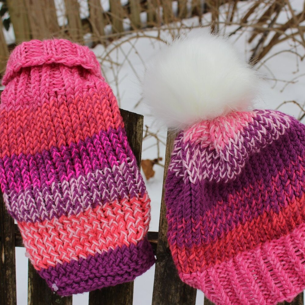 My Doggie and Me Hat and Sweater Set Pink Tweed Colorway!